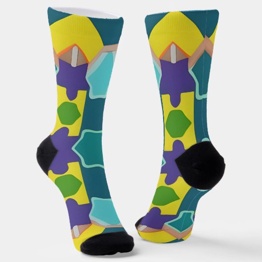 Farbiges geometrisches Abstraktes Muster Socken (Gewinkelt)