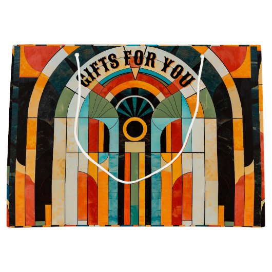 Farbiges geometrisches Deko Muster 2 Große Geschenktüte (Vorderseite)