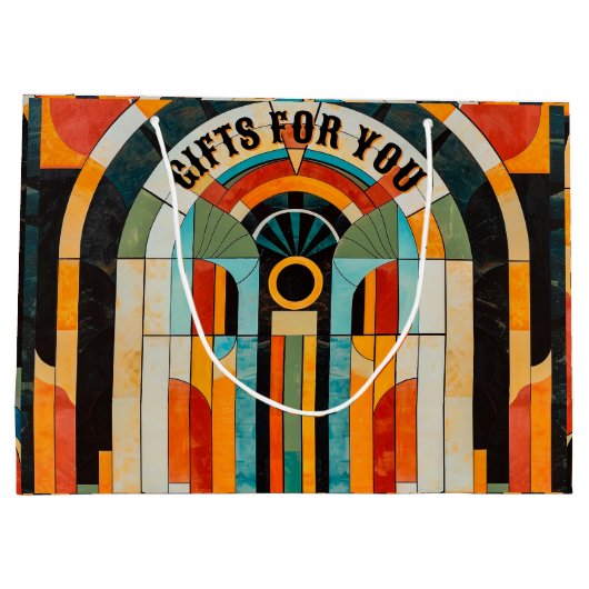 Farbiges geometrisches Deko Muster 2 Große Geschenktüte (Rückseite)