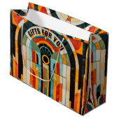 Farbiges geometrisches Deko Muster 2 Große Geschenktüte (Vorderseite Schrägansicht)