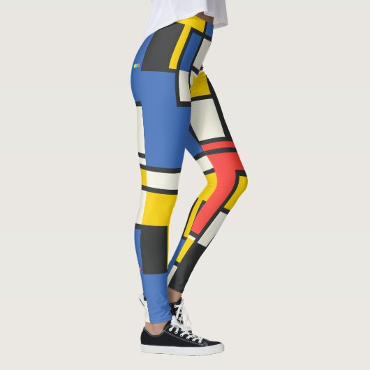 Farbiges geometrisches Design des Mondrian Style Leggings (Rechts)