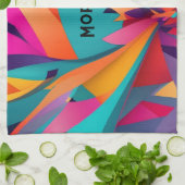 Farbiges geometrisches Design, Name oder Monogramm Geschirrtuch (Gefaltet)