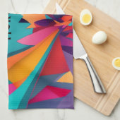 Farbiges geometrisches Design, Name oder Monogramm Geschirrtuch (Viertel Falte)