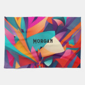 Farbiges geometrisches Design, Name oder Monogramm Geschirrtuch (Horizontal)