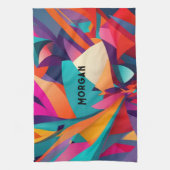 Farbiges geometrisches Design, Name oder Monogramm Geschirrtuch (Vertikal)