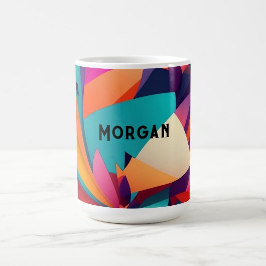 Farbiges geometrisches Design, Name oder Monogramm Kaffeetasse (Mittel)