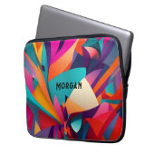 Farbiges geometrisches Design, Name oder Monogramm Laptopschutzhülle (Vorderseite Links)