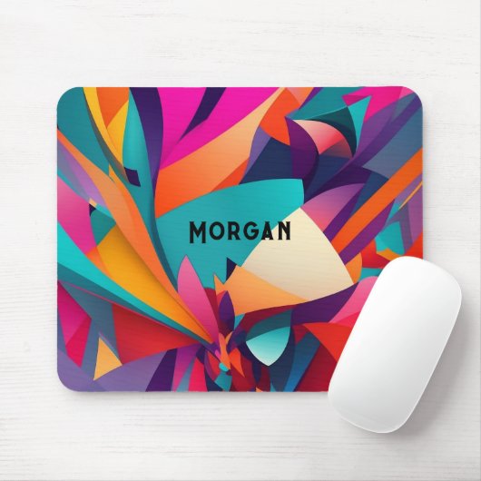Farbiges geometrisches Design, Name oder Monogramm Mousepad (Mit Mouse)
