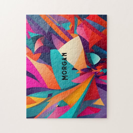 Farbiges geometrisches Design, Name oder Monogramm Puzzle (Vertikal)
