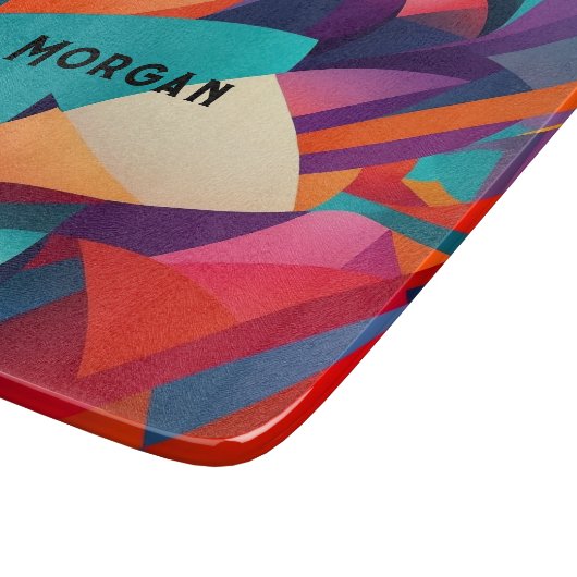 Farbiges geometrisches Design, Name oder Monogramm Schneidebrett (Ecke)