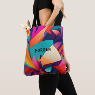 Farbiges geometrisches Design, Name oder Monogramm Tasche