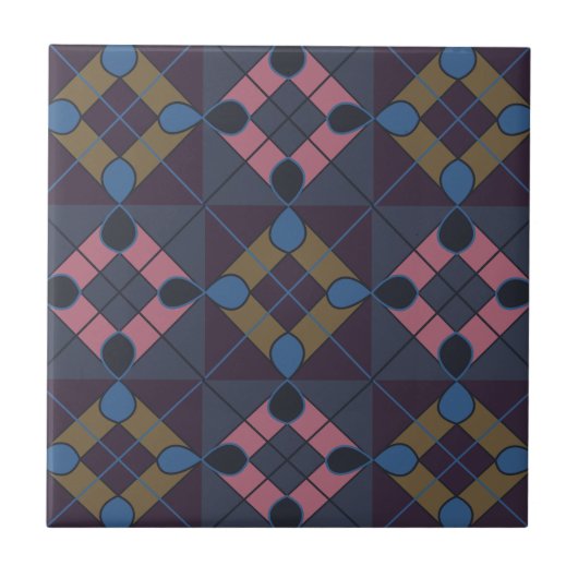 Farbiges geometrisches Diamantmuster Fliese (Vorderseite)