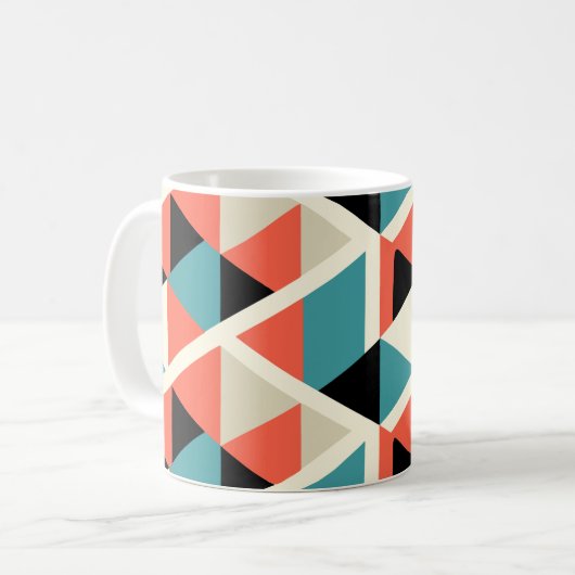 Farbiges geometrisches Dreiecks Muster Kaffeetasse (Vorderseite Links)