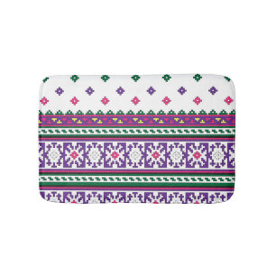 Farbiges geometrisches Folkloredesign mit Blume Badematte