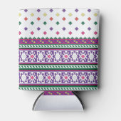 Farbiges geometrisches Folkloredesign mit Blume Dosenkühler (Vorderseite)