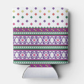 Farbiges geometrisches Folkloredesign mit Blume Dosenkühler (Rückseite)