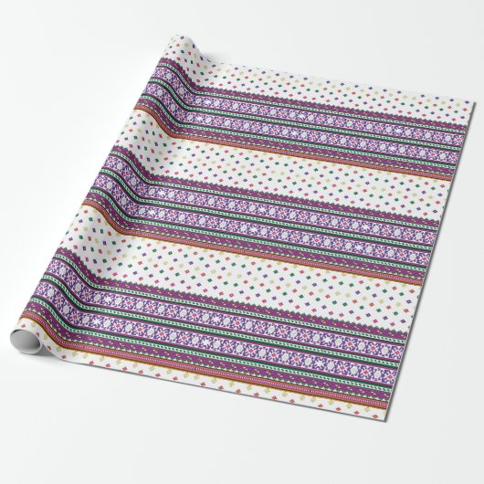 Farbiges geometrisches Folkloredesign mit Blume Geschenkpapier (Ungerollt)