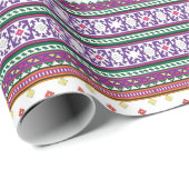 Farbiges geometrisches Folkloredesign mit Blume Geschenkpapier (Rolleneckpunkt)