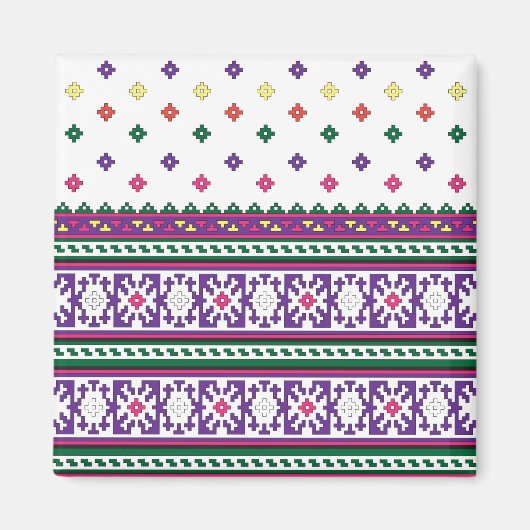 Farbiges geometrisches Folkloredesign mit Blume Magnet (Vorne)