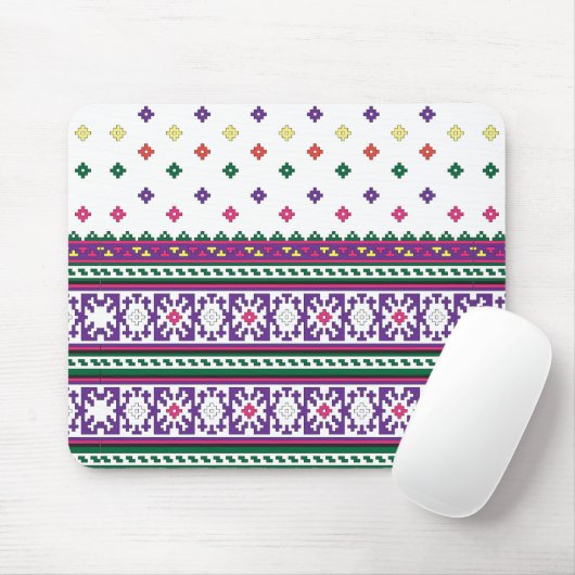 Farbiges geometrisches Folkloredesign mit Blume Mousepad (Mit Mouse)