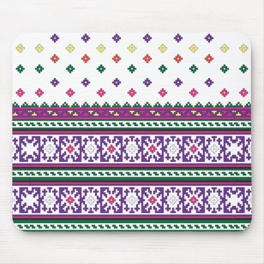 Farbiges geometrisches Folkloredesign mit Blume Mousepad (Vorne)