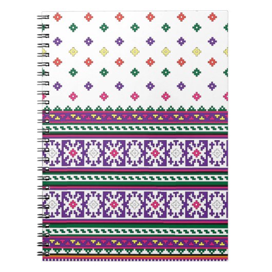 Farbiges geometrisches Folkloredesign mit Blume Notizblock (Vorderseite)