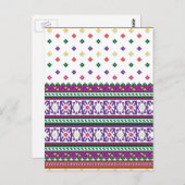 Farbiges geometrisches Folkloredesign mit Blume Postkarte (Vorne/Hinten)