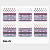 Farbiges geometrisches Folkloredesign mit Blume Quadratischer Aufkleber (Blatt)