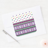 Farbiges geometrisches Folkloredesign mit Blume Quadratischer Aufkleber (Umschlag)