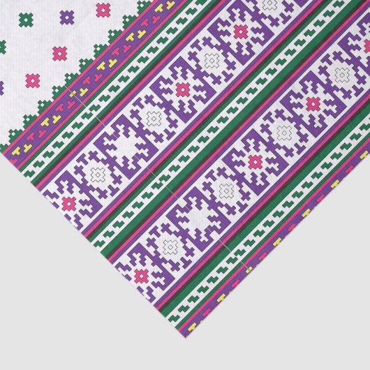 Farbiges geometrisches Folkloredesign mit Blume Seidenpapier (Ausschnitt)