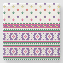 Farbiges geometrisches Folkloredesign mit Blume Steinuntersetzer