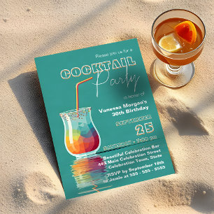 Farbiges geometrisches Glas mit Strohcocktail-Part Einladung