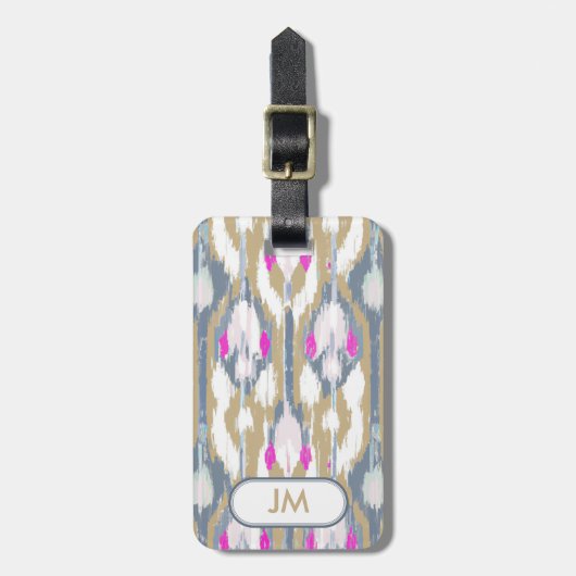 Farbiges geometrisches Ikat-Muster Gepäckanhänger (Vorderseite vertikal)