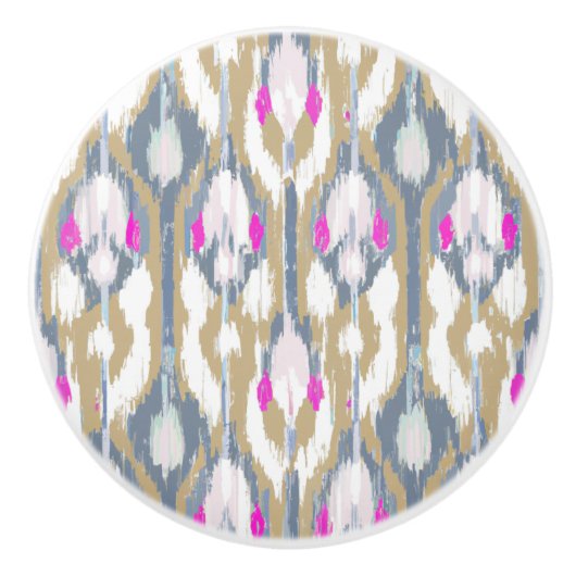 Farbiges geometrisches Ikat-Muster Keramikknauf (Vorderseite)