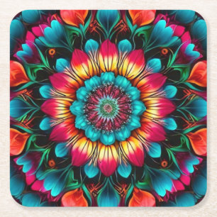 Farbiges geometrisches Mandala-Muster-342323 Rechteckiger Pappuntersetzer