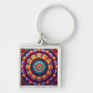 Farbiges geometrisches Mandala-Muster-342678 Schlüsselanhänger