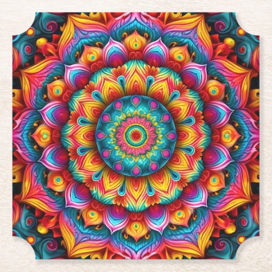 Farbiges geometrisches Mandala-Muster-342678 Untersetzer (Vorderseite)
