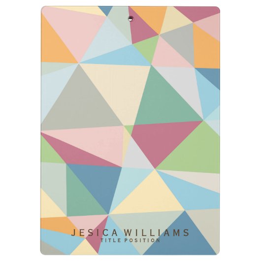 Farbiges geometrisches, modernes Muster Klemmbrett (Rückseite)