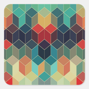 Farbiges geometrisches Muster 2 Quadratischer Aufkleber