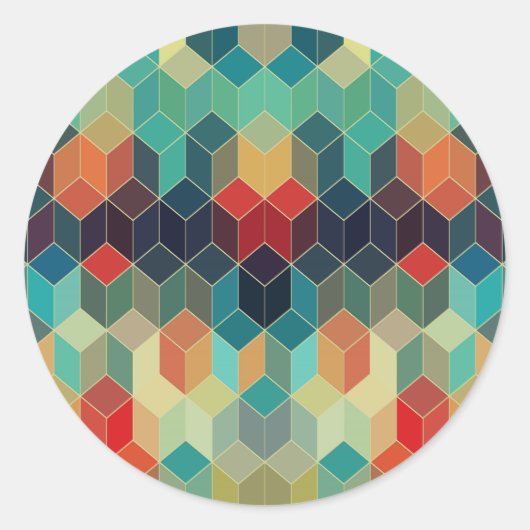 Farbiges geometrisches Muster 2 Runder Aufkleber (Vorderseite)