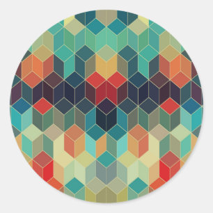 Farbiges geometrisches Muster 2 Runder Aufkleber