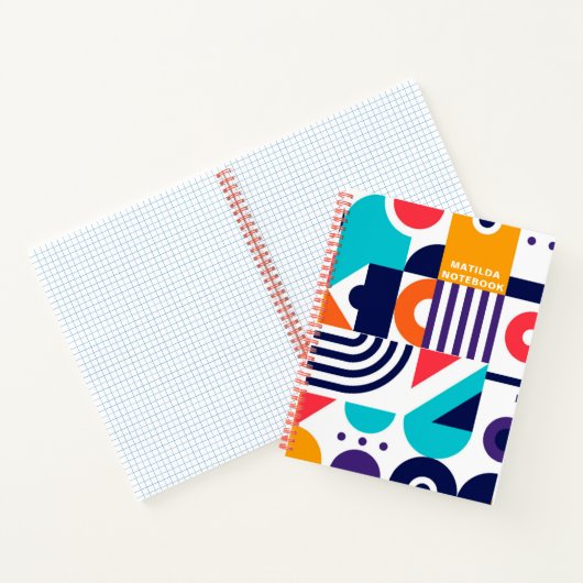 Farbiges geometrisches Muster Abstrakt Art Monogra Notizblock (Innenseite)