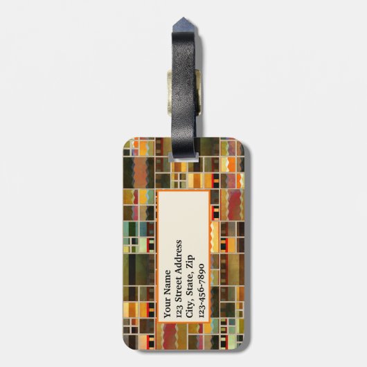 Farbiges geometrisches Muster aus festem Glas Gepäckanhänger (Rückseite vertikal)
