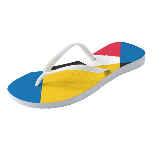 Farbiges geometrisches Muster Badesandalen (Schrägansicht)