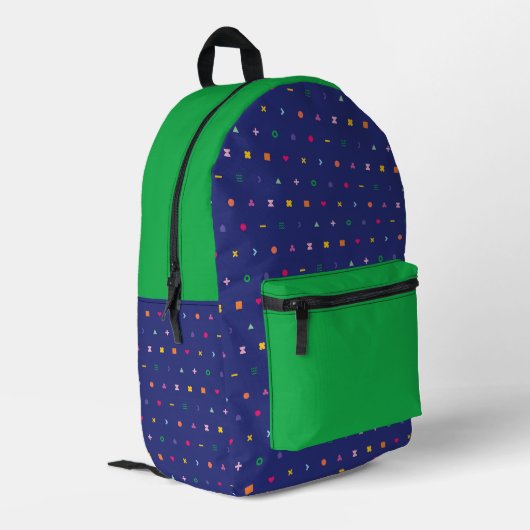 Farbiges geometrisches Muster Bedruckter Rucksack (Rückseitige Ecke links)