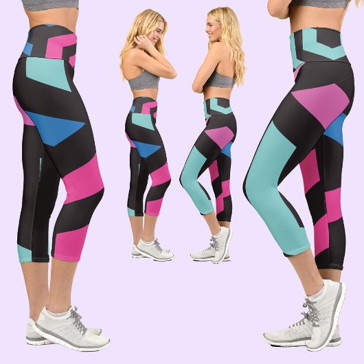 Farbiges geometrisches Muster Capri Leggings