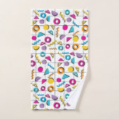 Farbiges geometrisches Muster der 80er Jahre Badhandtuch Set (Handtuch)