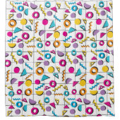 Farbiges geometrisches Muster der 80er Jahre Duschvorhang (Vorderseite)