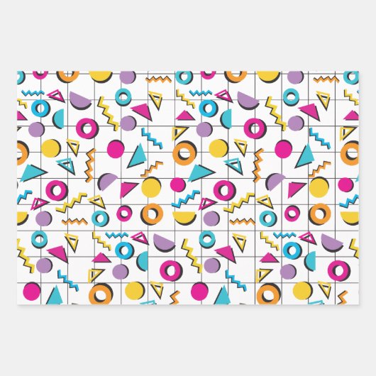 Farbiges geometrisches Muster der 80er Jahre Geschenkpapier Set (Vorderseite 3)