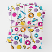 Farbiges geometrisches Muster der 80er Jahre Geschenkpapier Set (Beispiel)